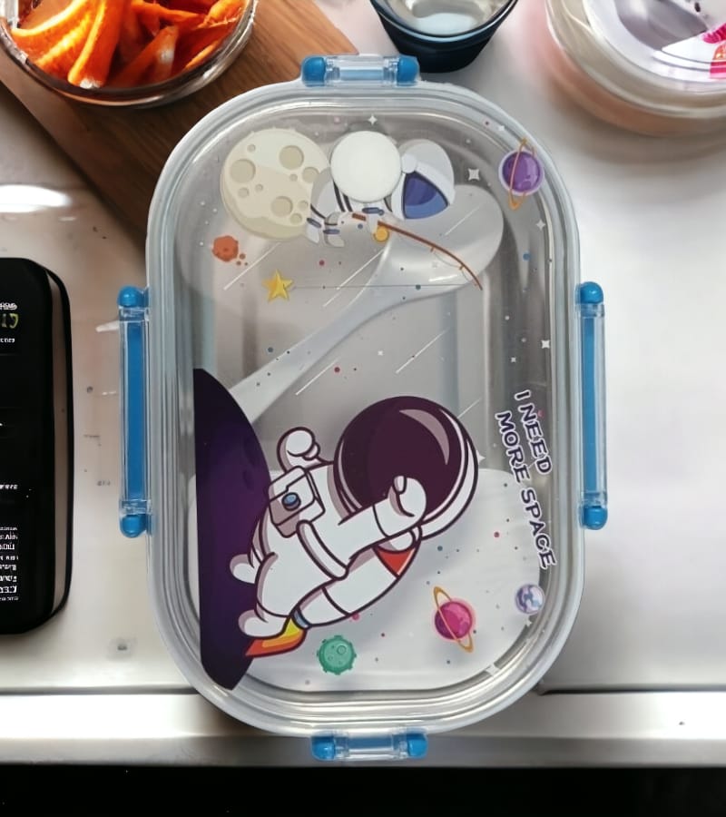 Disney Frozen Space Transparent Stainless Steel Lunch Box - Blue (710 ML)